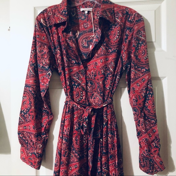 CHAUDRY NWT Fushia, Navy paisley, sash belt Maxi - Picture 7 of 7